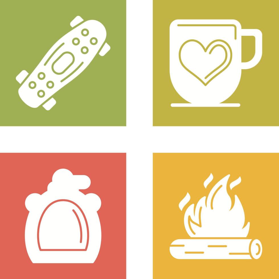 Skateboard and Mug Icon vector