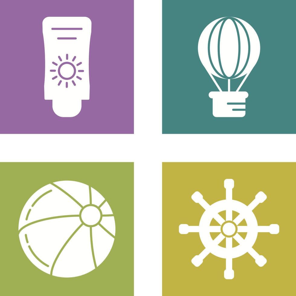 Sun Cream and Hot Air Balloon Icon vector