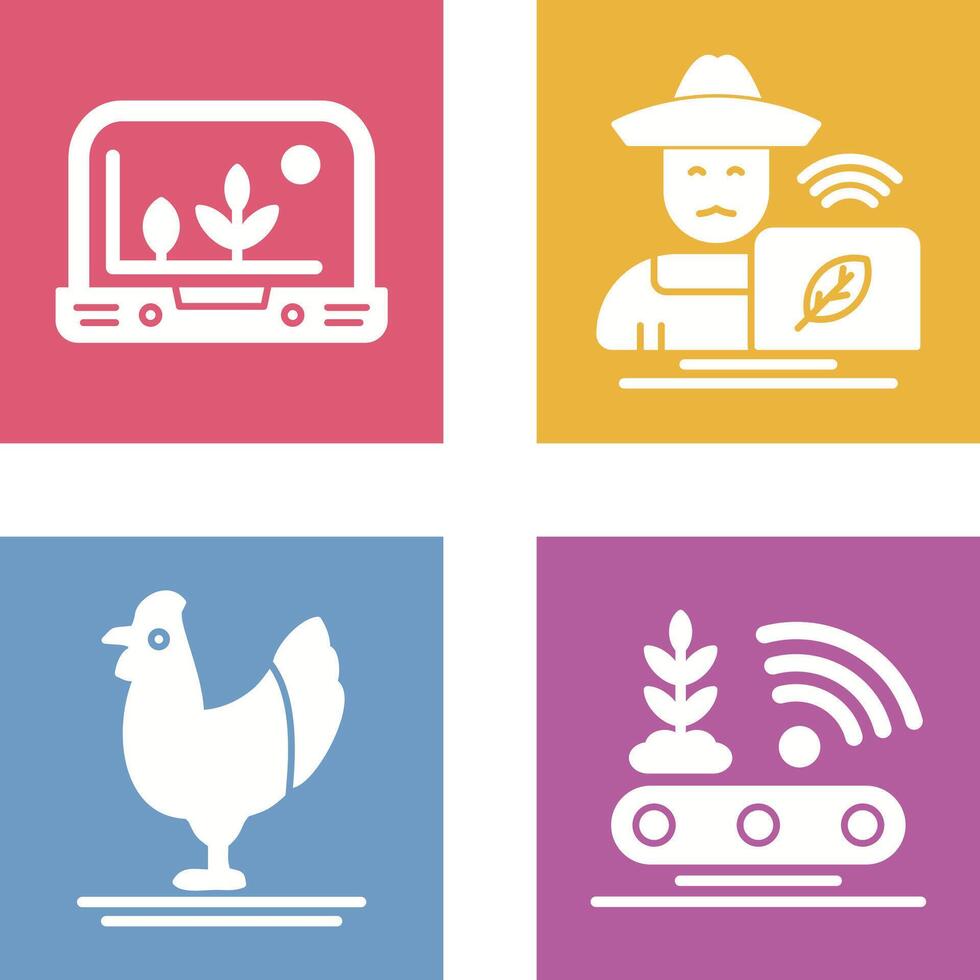 Smart Farm and Farmer Icon vector