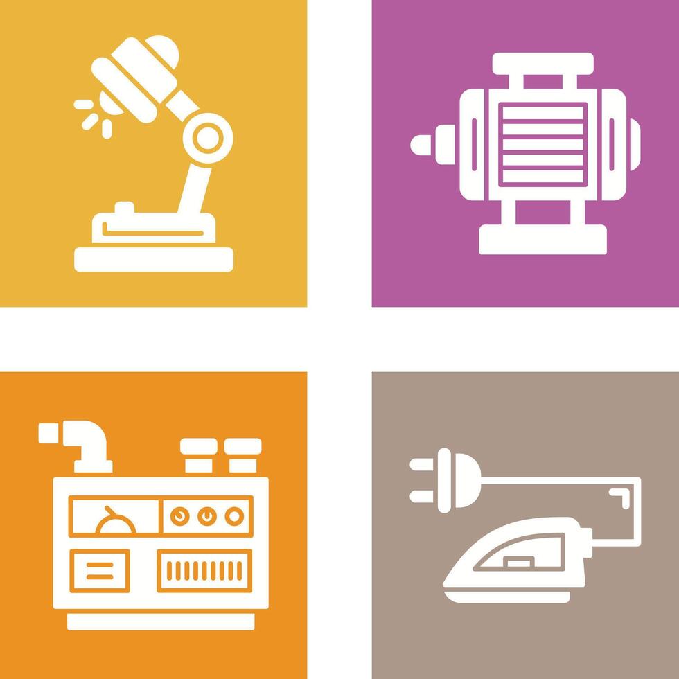 Desk Lamp and ELectric Motor Icon vector