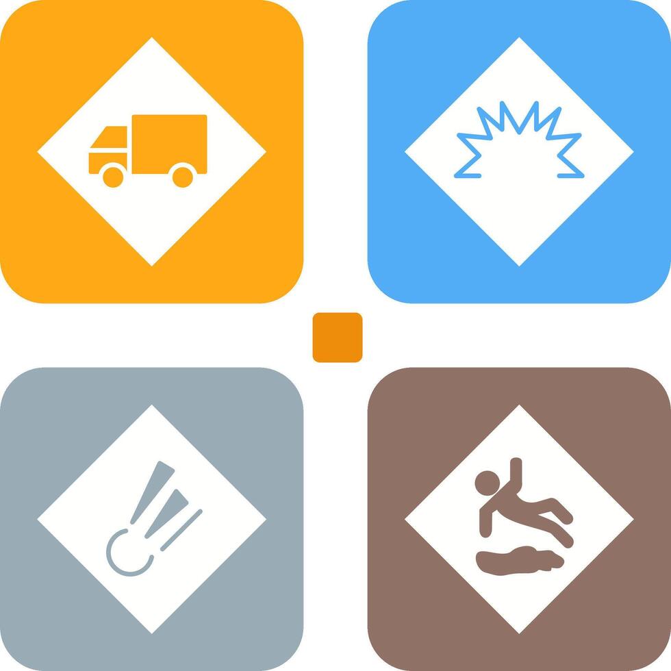 dangerous vehicle and danger of welding Icon vector