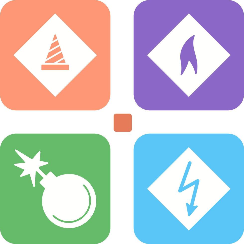 under construction and flammable material Icon vector