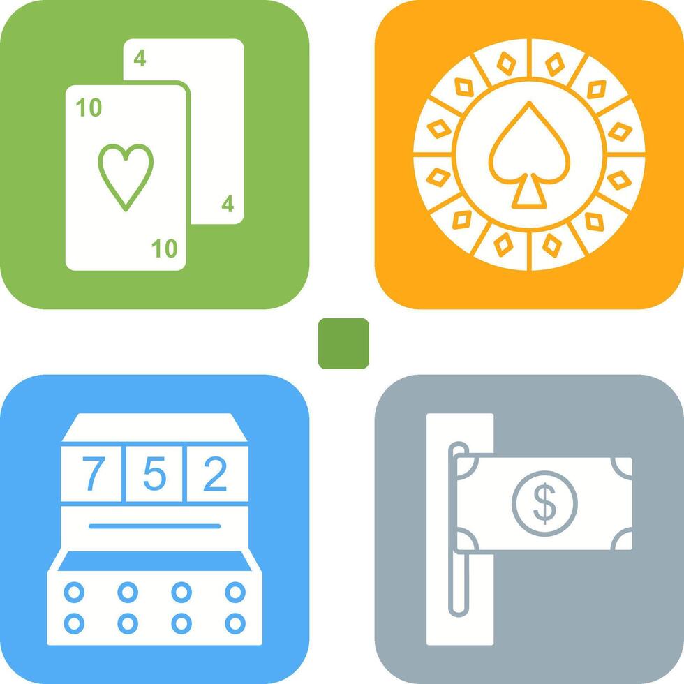 playing cards and spade chips Icon vector