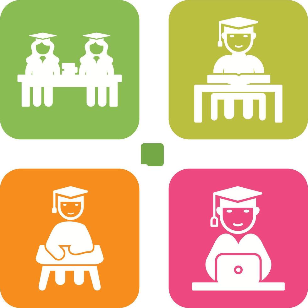 Combined Study and Studying on Desk Icon vector