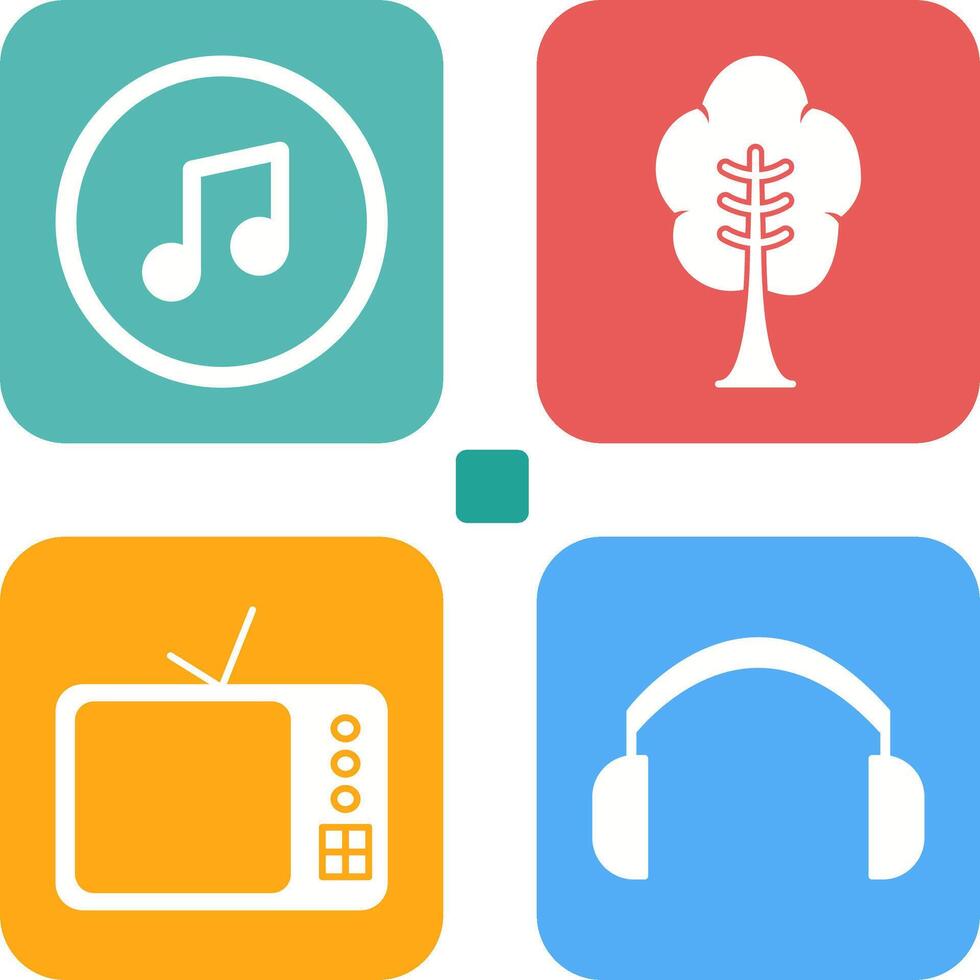 Music Player and Tree Icon vector