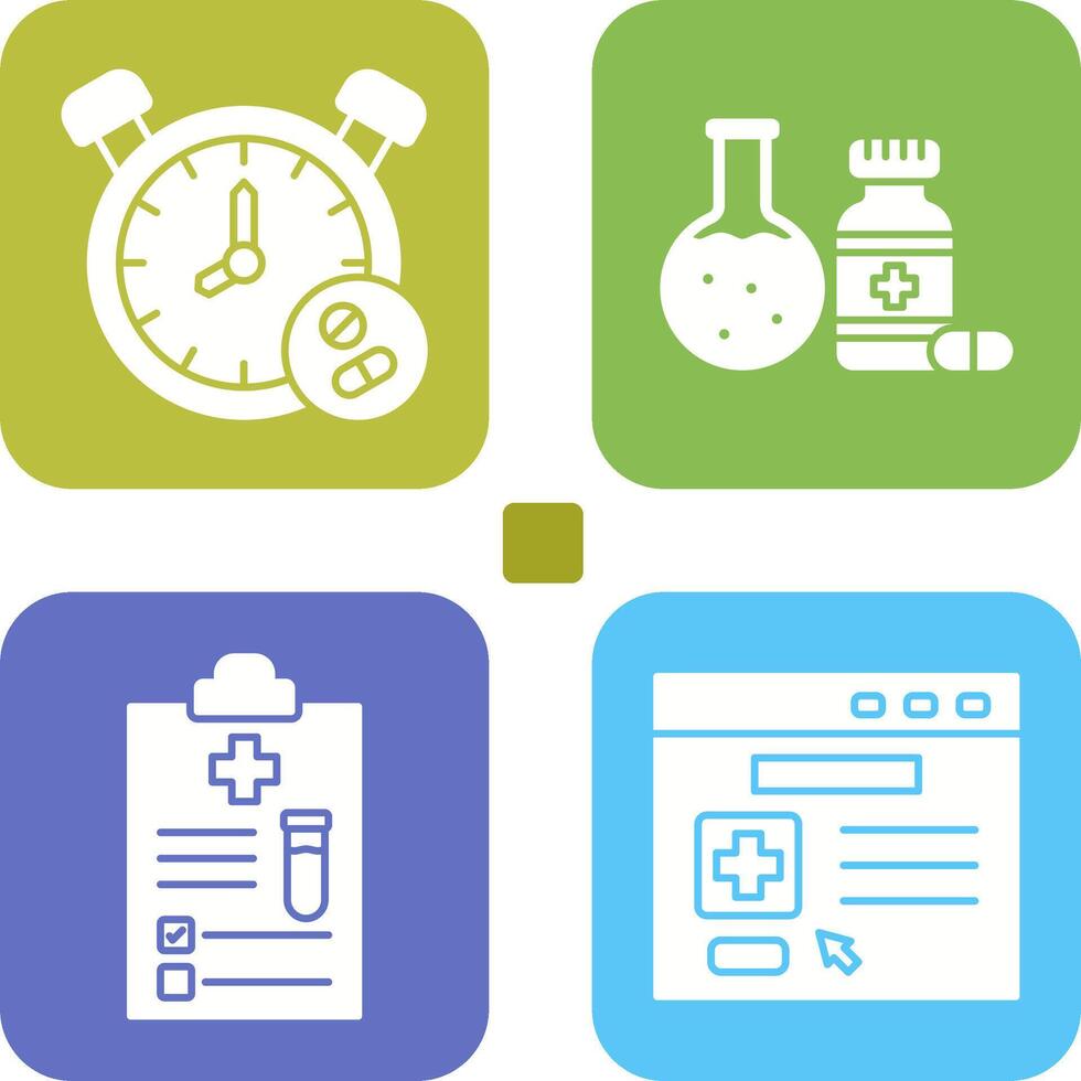Clock and test tube Icon vector