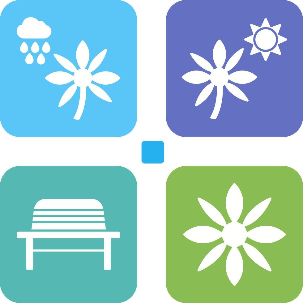 Flower with rain and Flower Icon vector