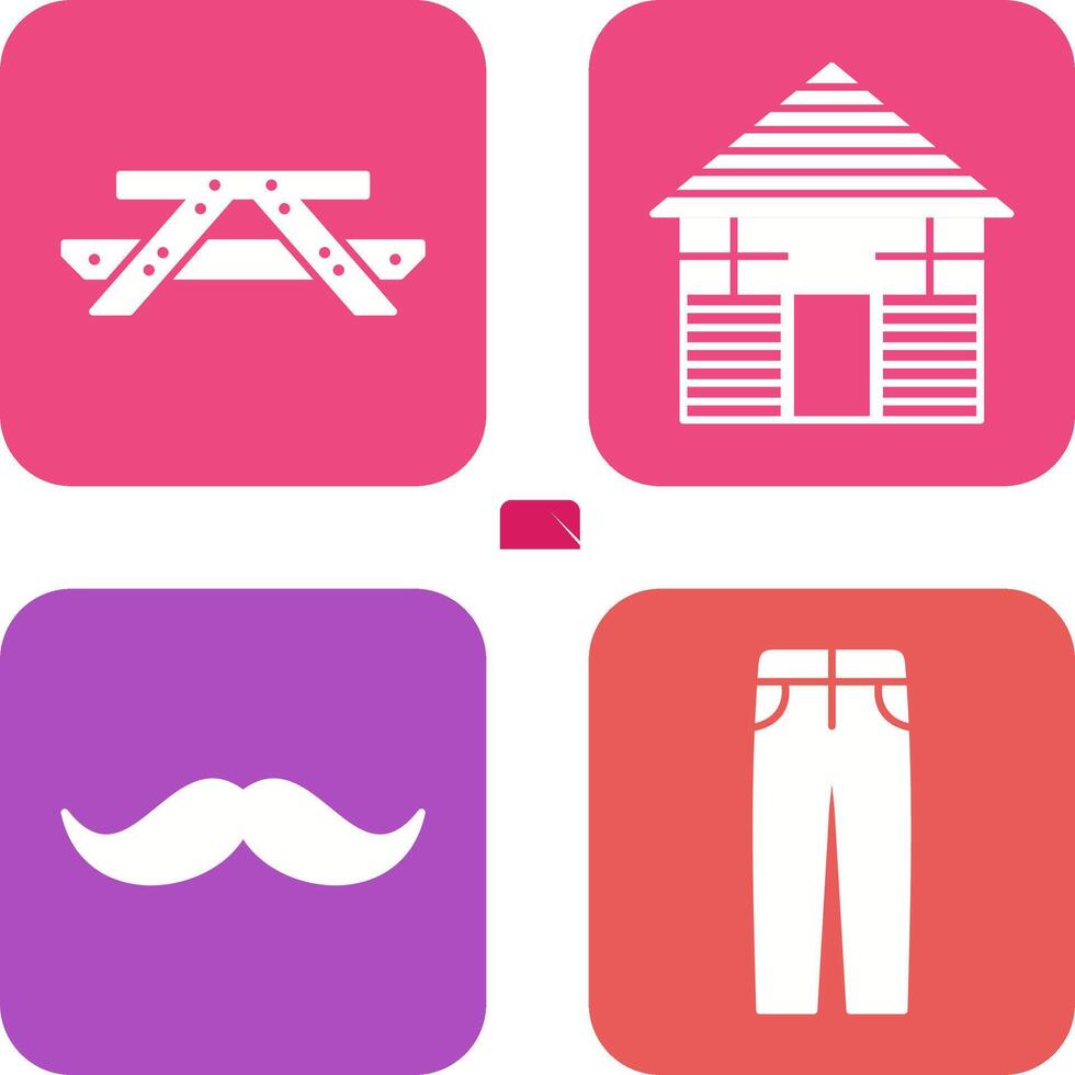 Picnic of Table and Wood Cabin Icon vector