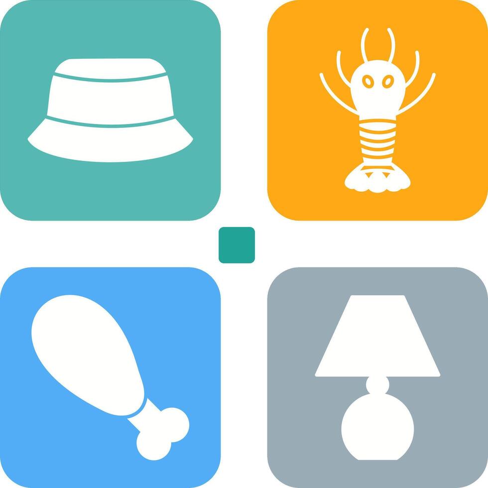 Men Hat and Lobster Icon vector