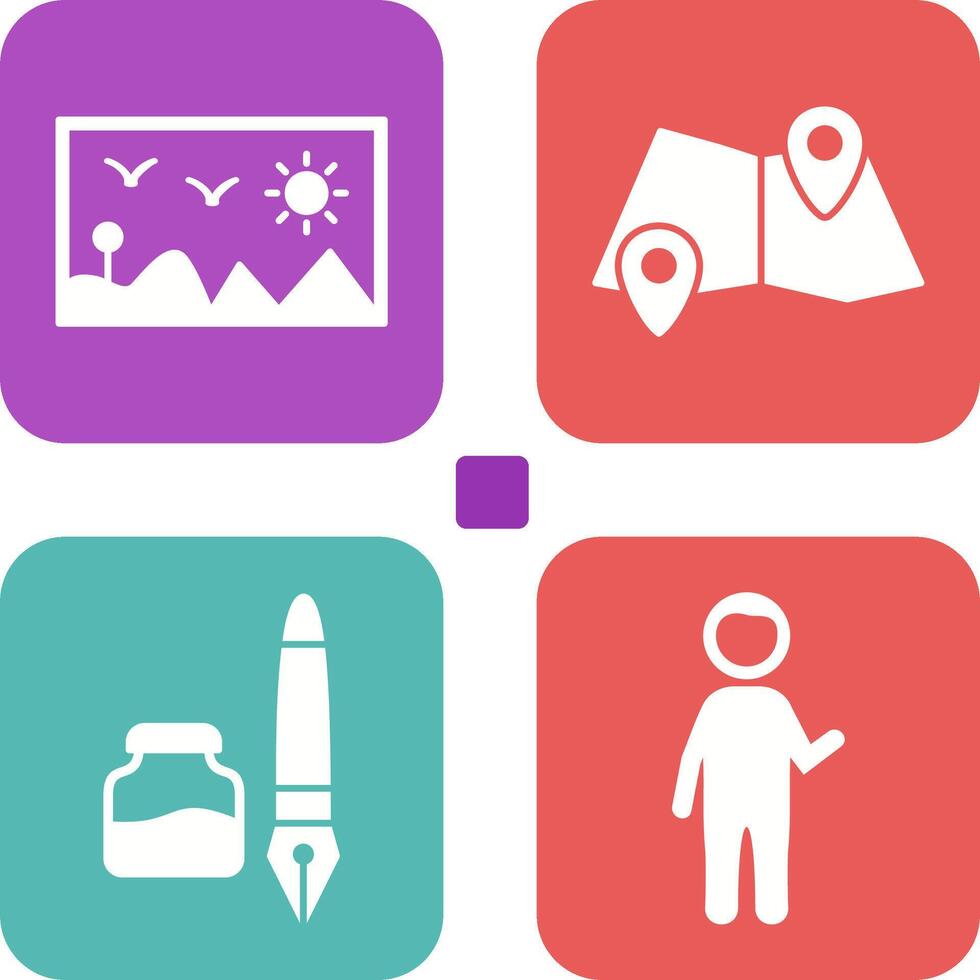 Painting Exhibit and Folded Icon vector