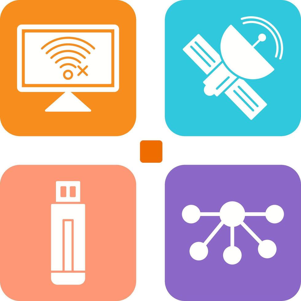 Disconnected Network and Satellite Icon vector