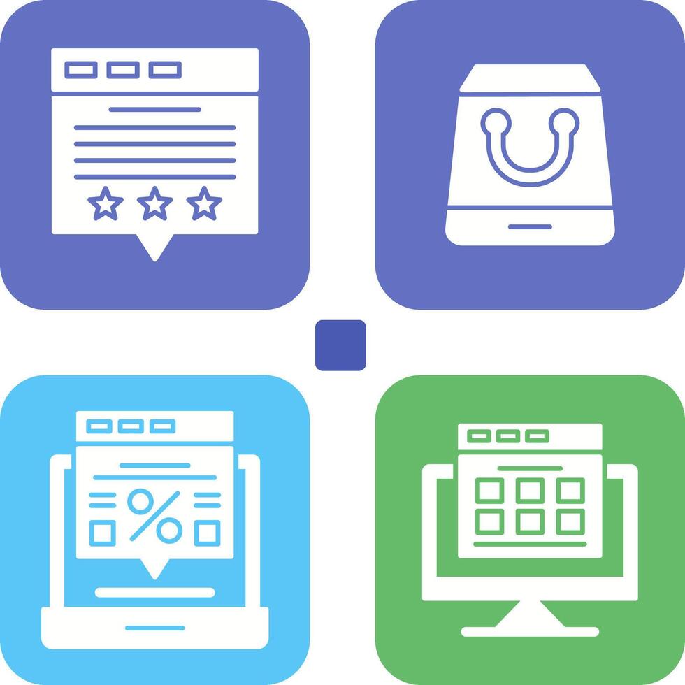 Review and Shopping Bag Icon vector