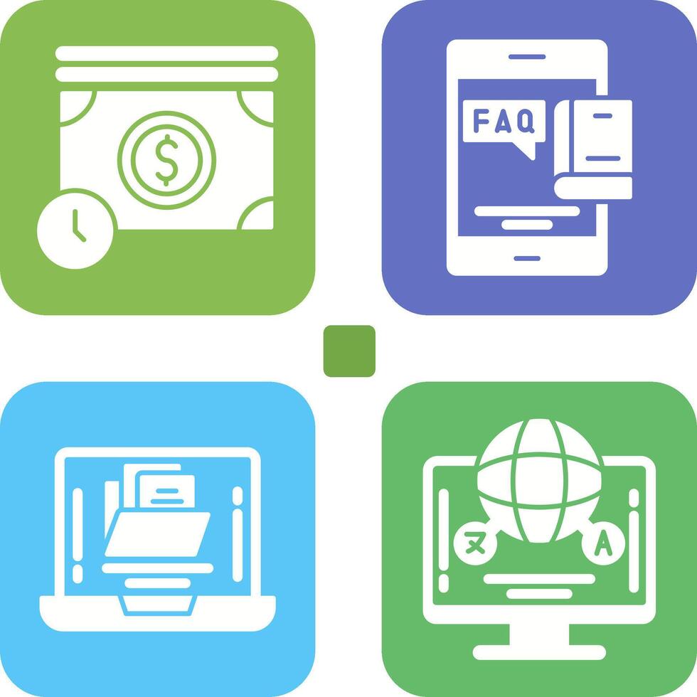 Time is Mony and Faq Icon vector