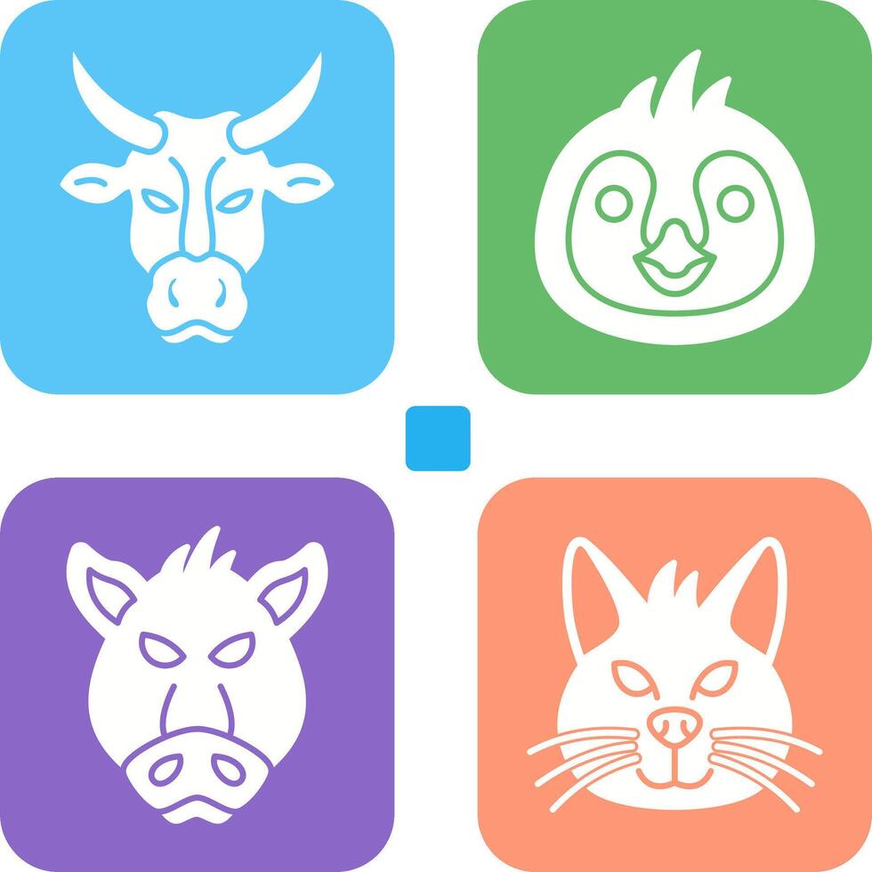 Cow and Penguin Icon vector