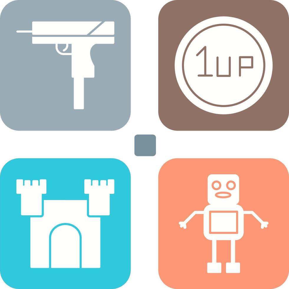 Gun and 1UP Icon vector