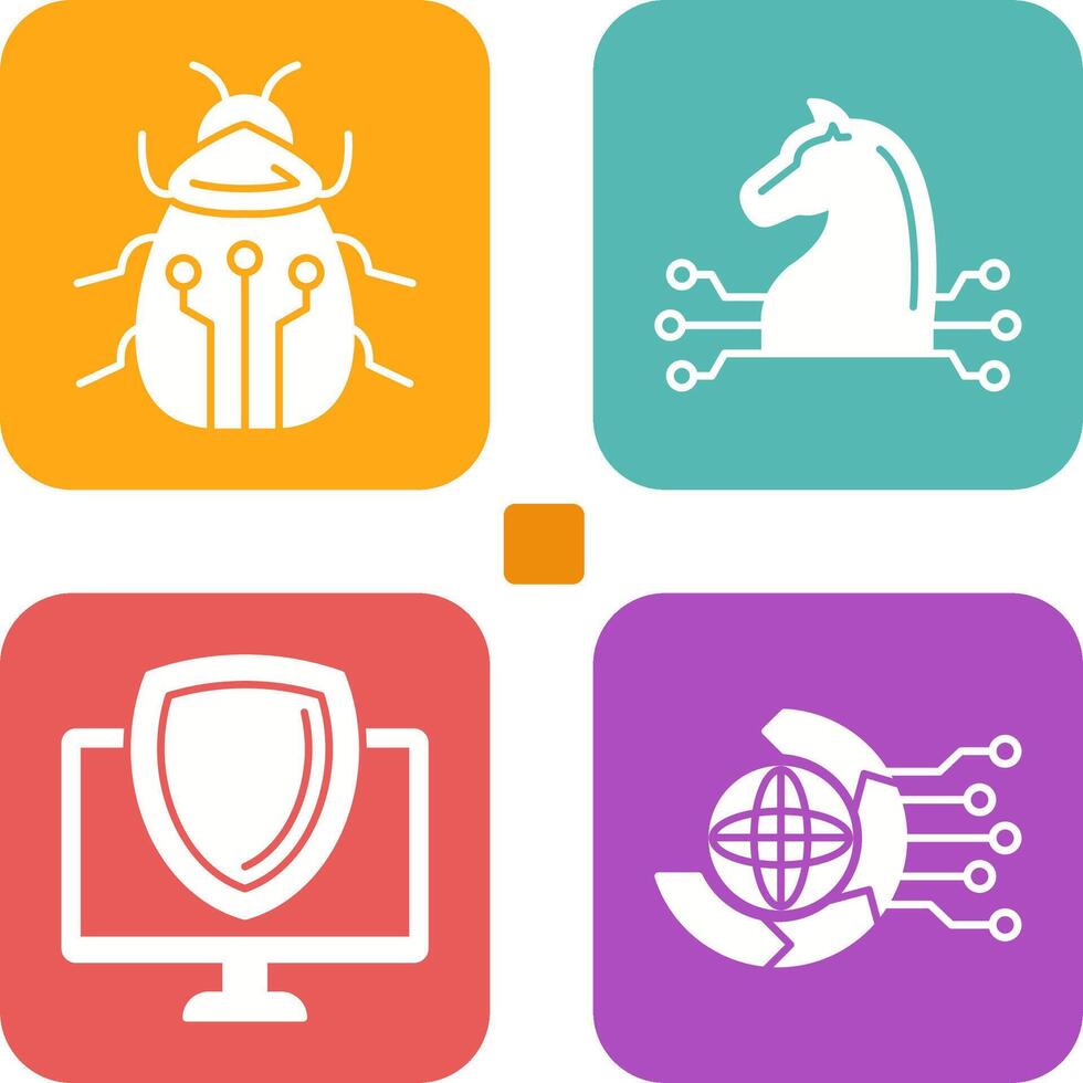 Bug and Trojan Icon vector