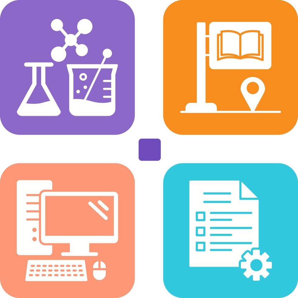 Sign Board and Chemistry Icon vector