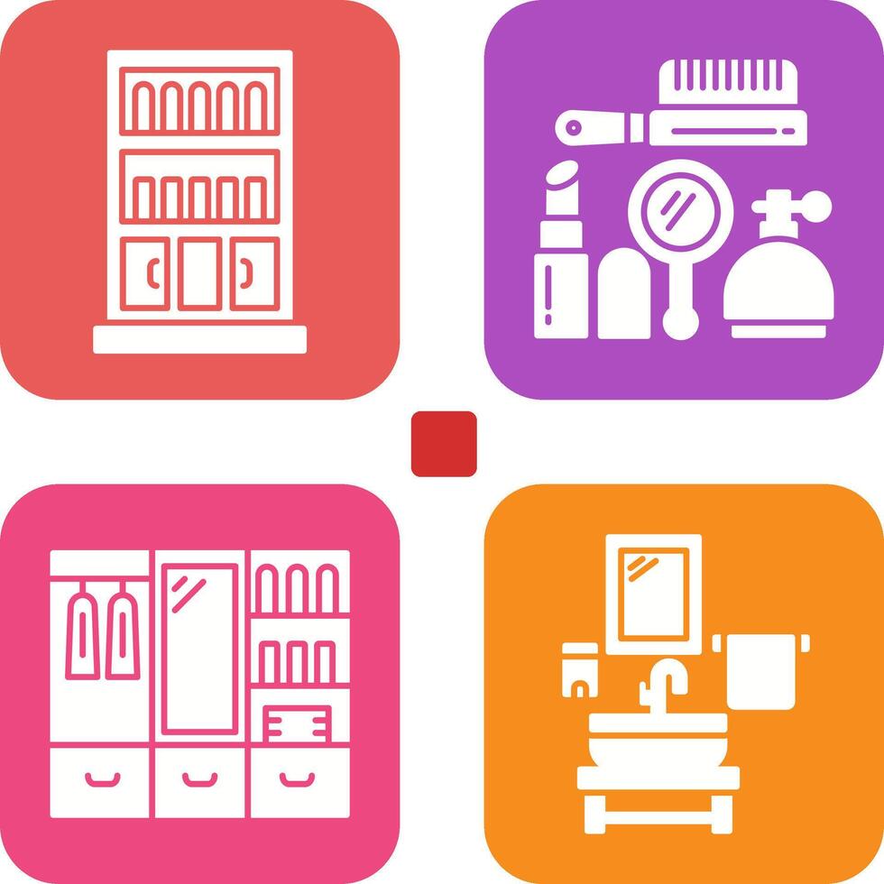 Book Shelf and Makeup Icon vector