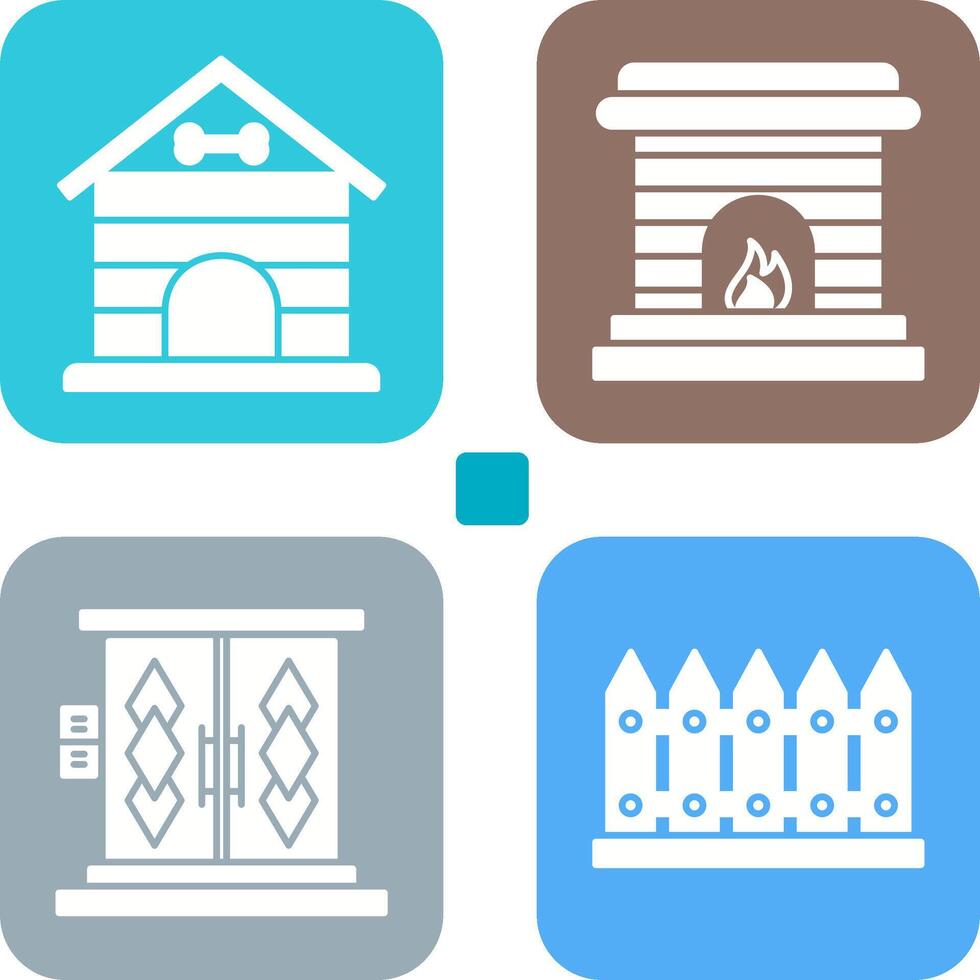 Dog House and Fireplace Icon vector