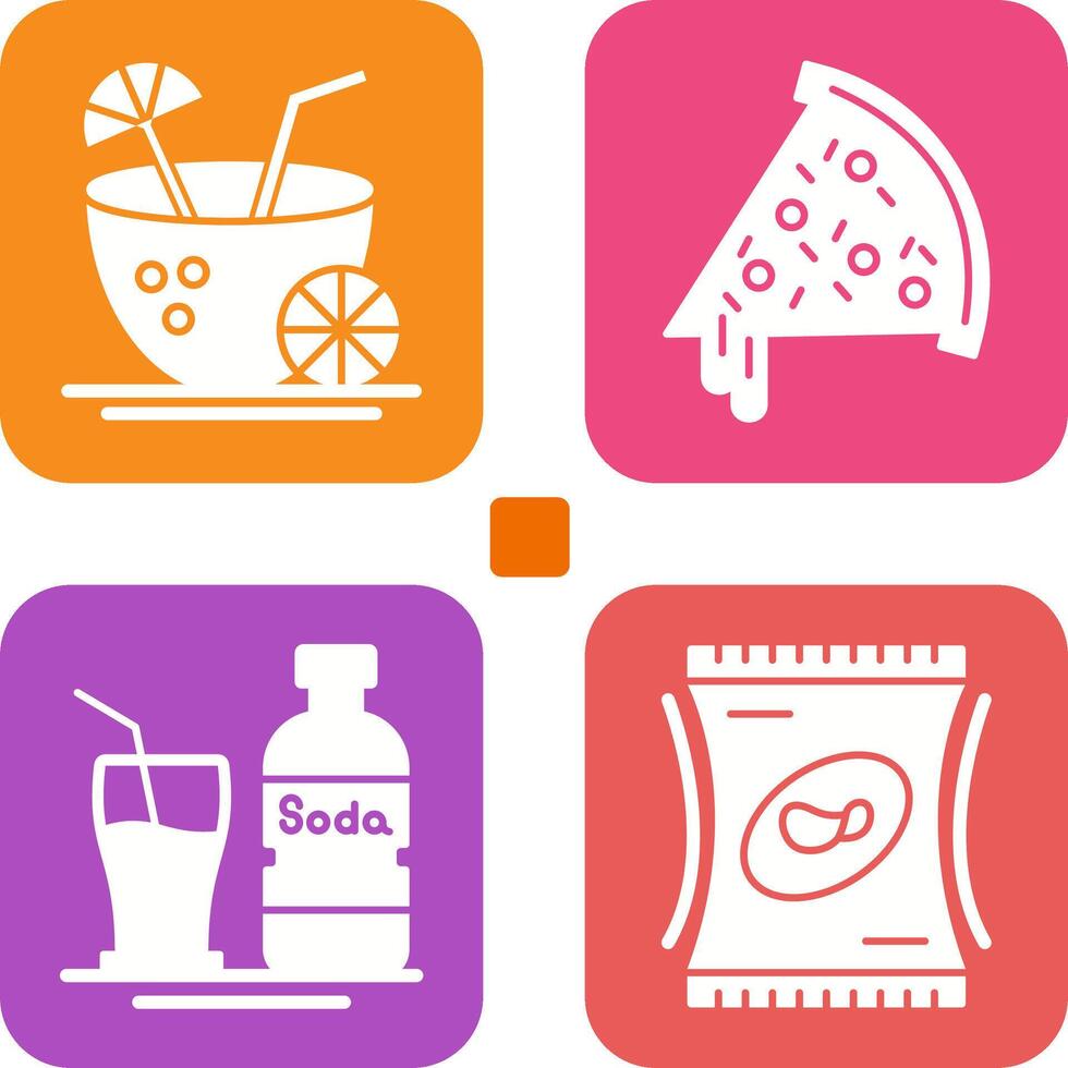 Pizza Slice and Coconut Drink Icon vector