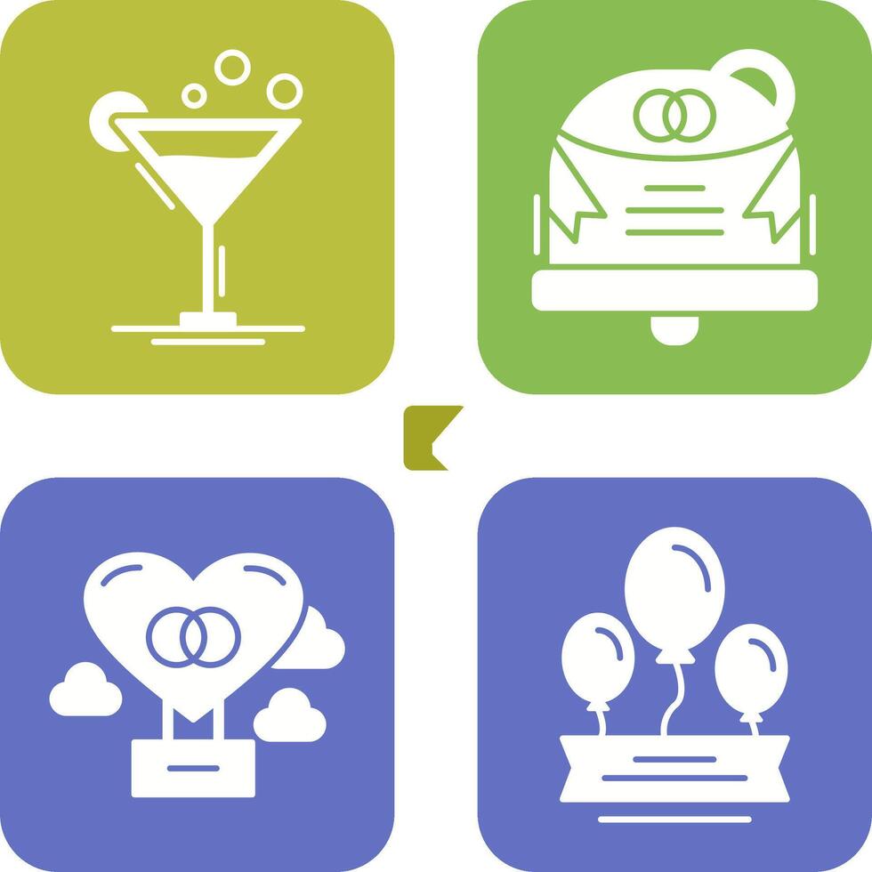 Coktail and Wedding Icon vector