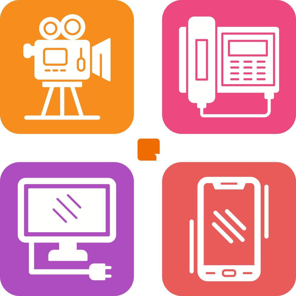 Movie camera and Telephone Icon vector