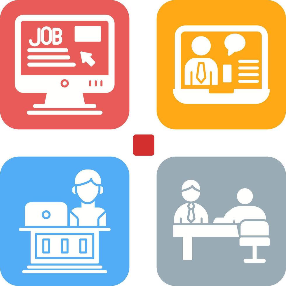 Online Job and Online Job Interview Icon vector