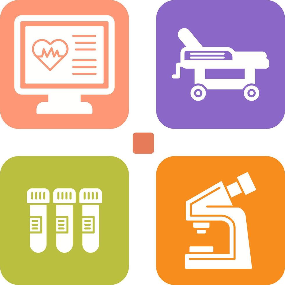 Cardiogram and Hospital Bed Icon vector