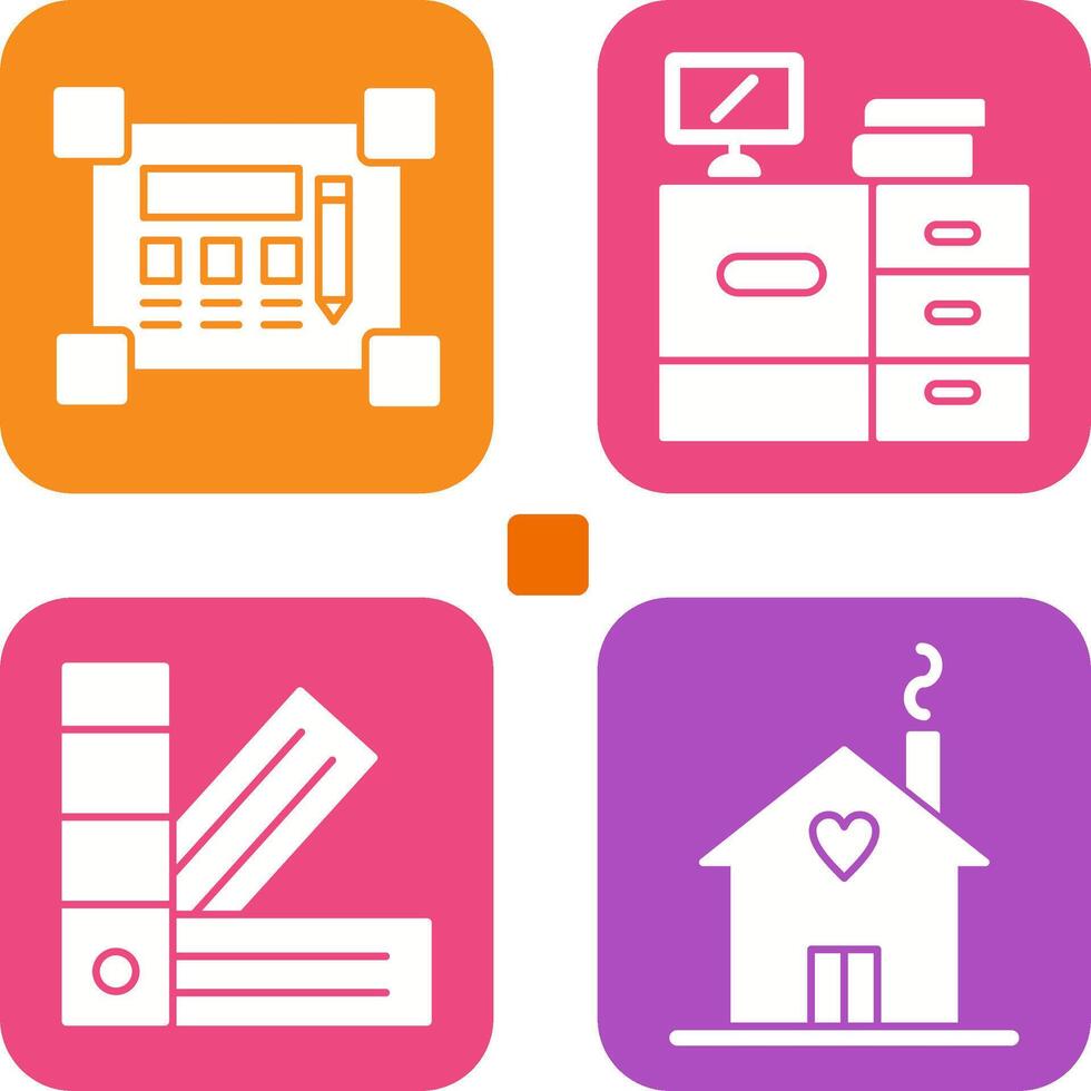 Blueprint and Desk Icon vector