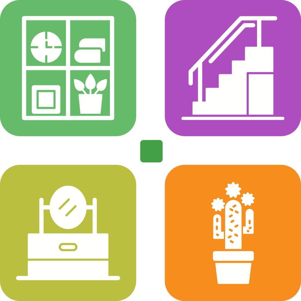 Bookshelf and Stairs Icon vector