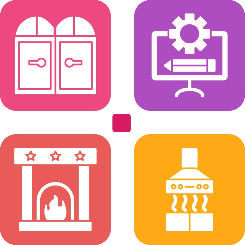 Door and Blueprint Icon vector