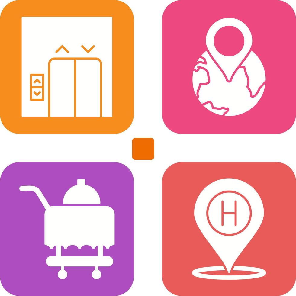 Elevator and World tour Icon vector