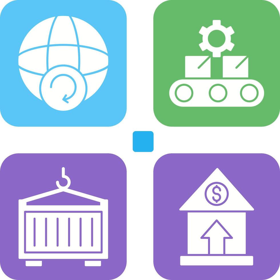 Earth and Conveyor Belt Icon vector