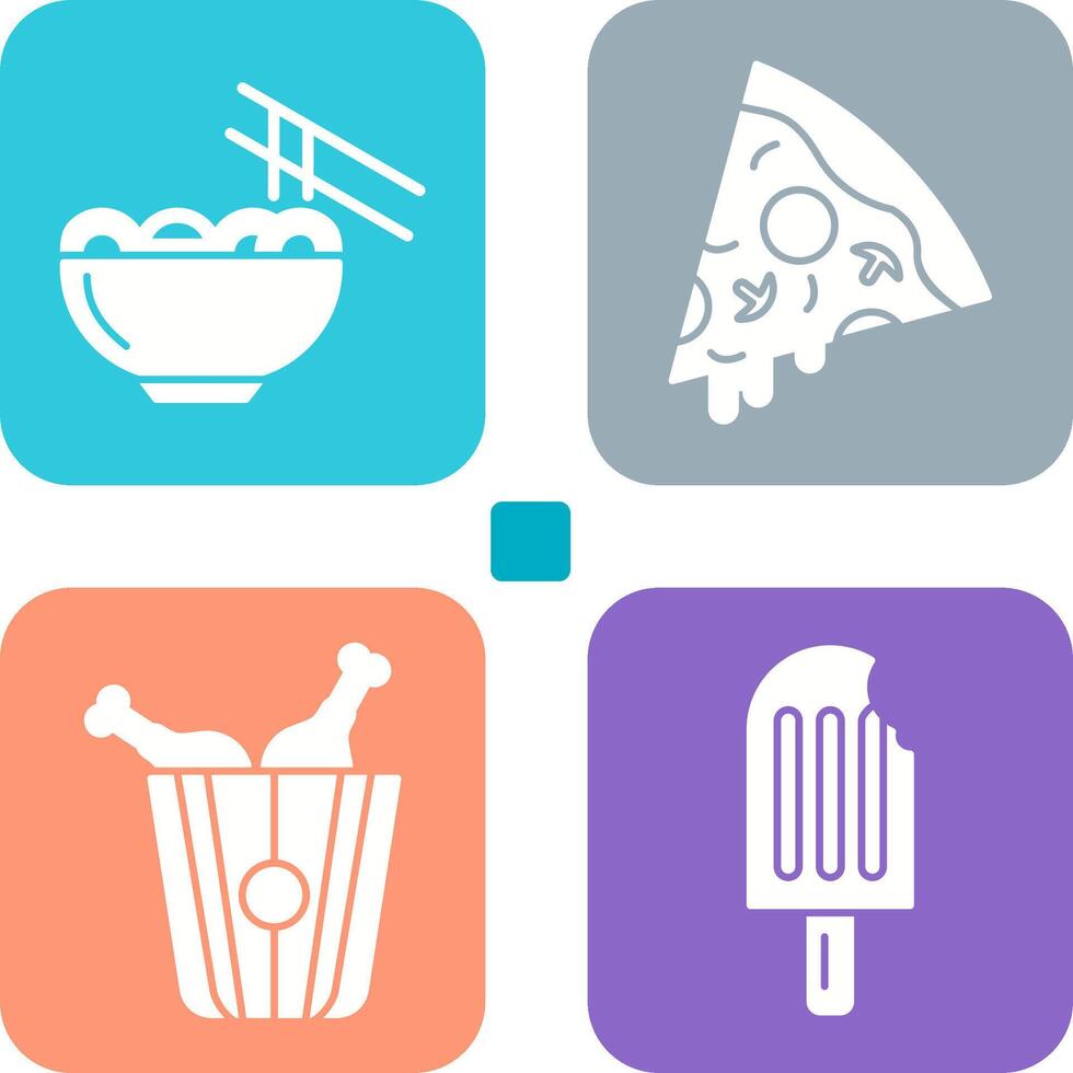 Chinese food and Pizza Icon vector