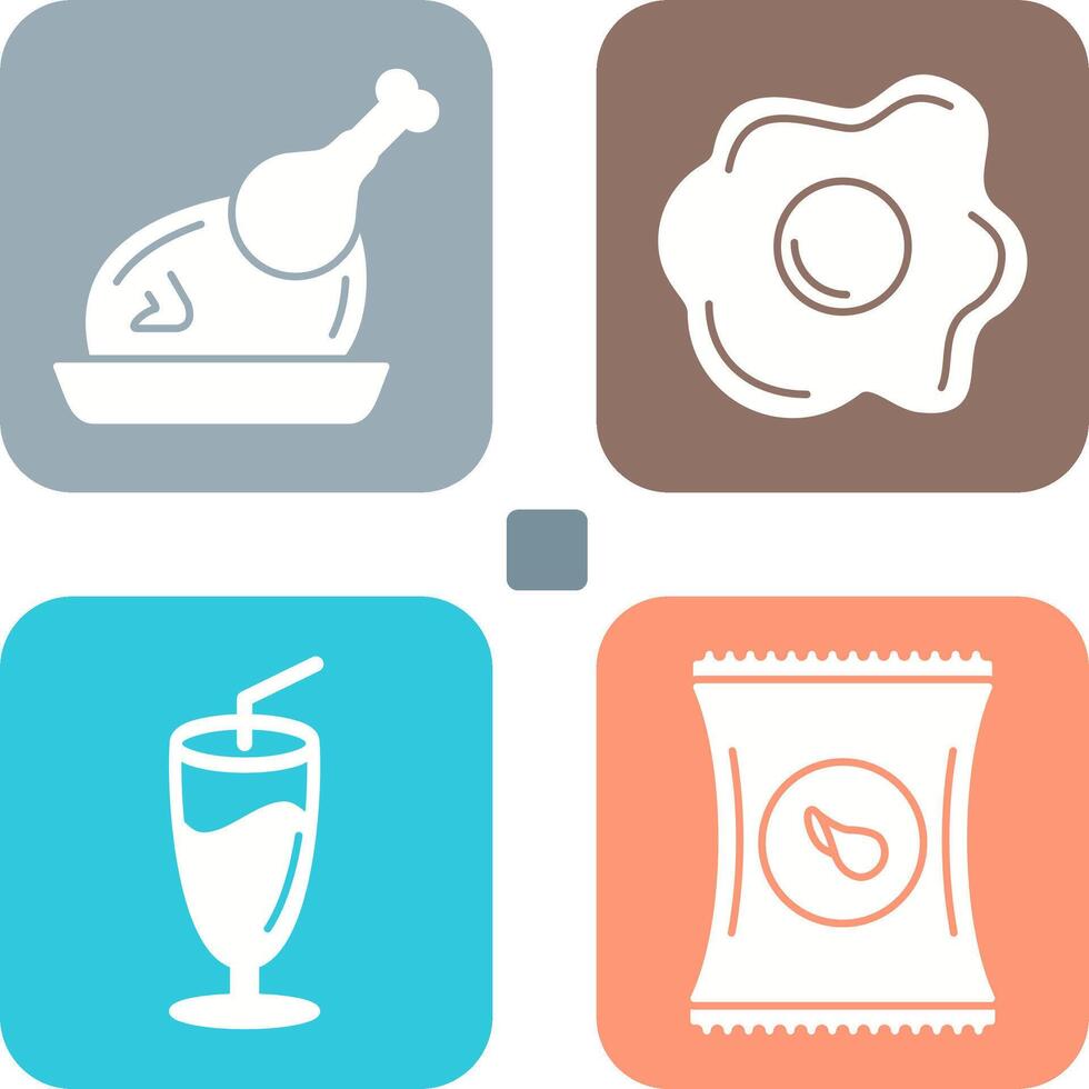 Chicken leg and Fried egg Icon vector