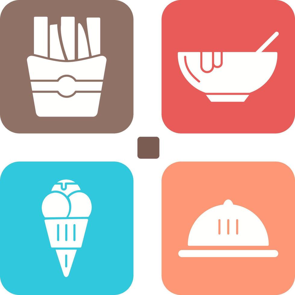 Soup and Fries Icon vector