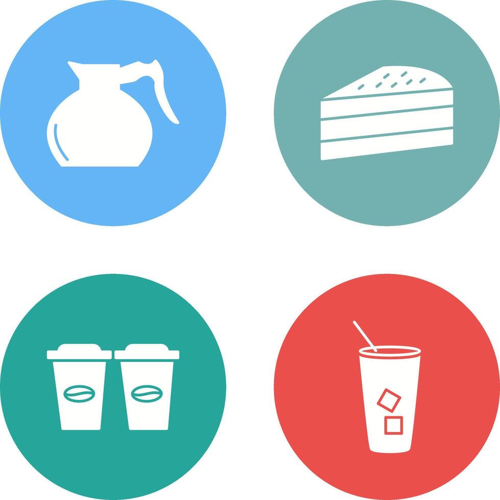 cake slice and coffee pot Icon vector