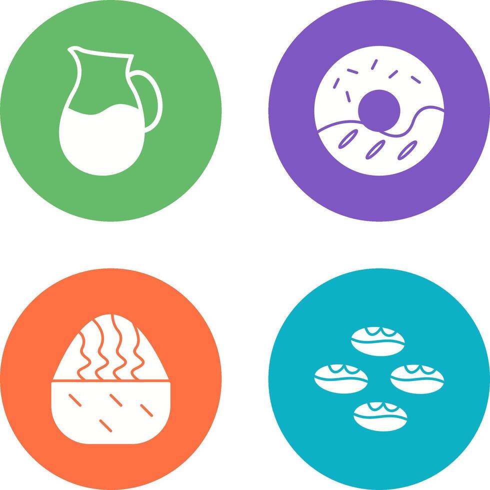 milk jug and cream doughnut Icon vector
