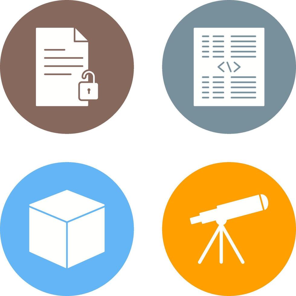 unlock document and piece of code Icon vector
