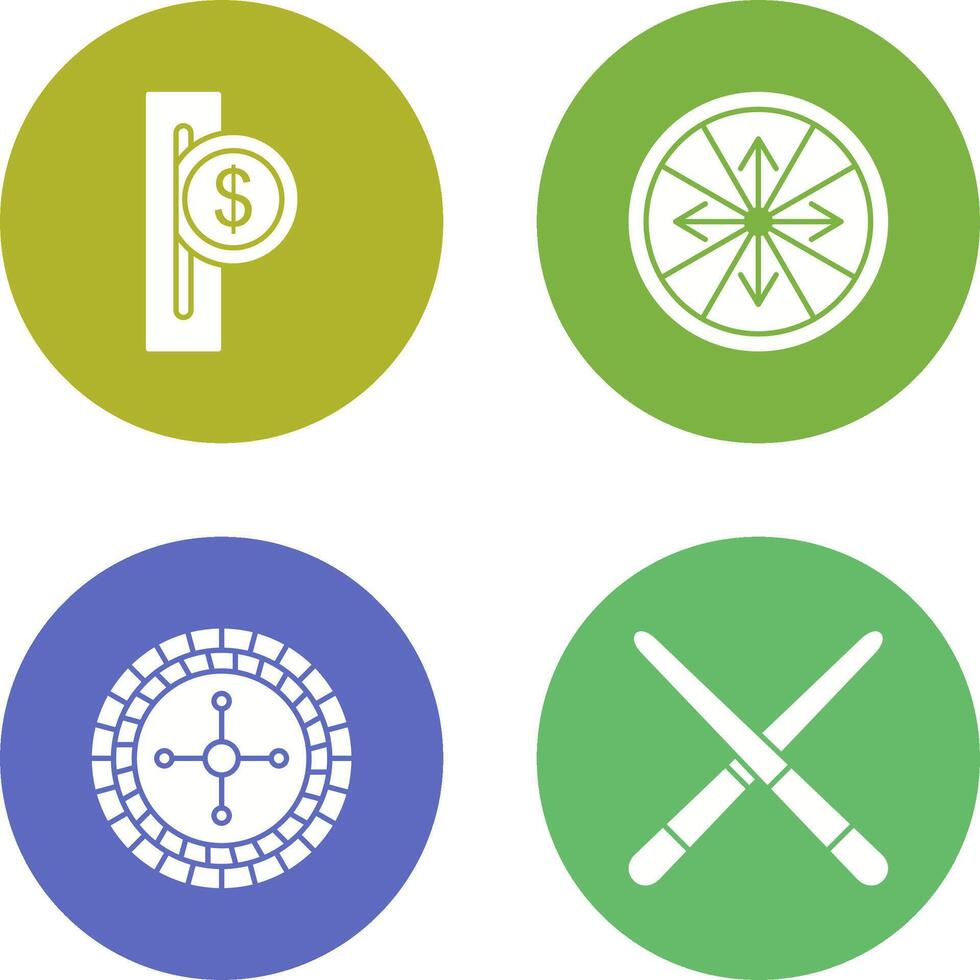 slot for coins and roulette With arrows Icon vector