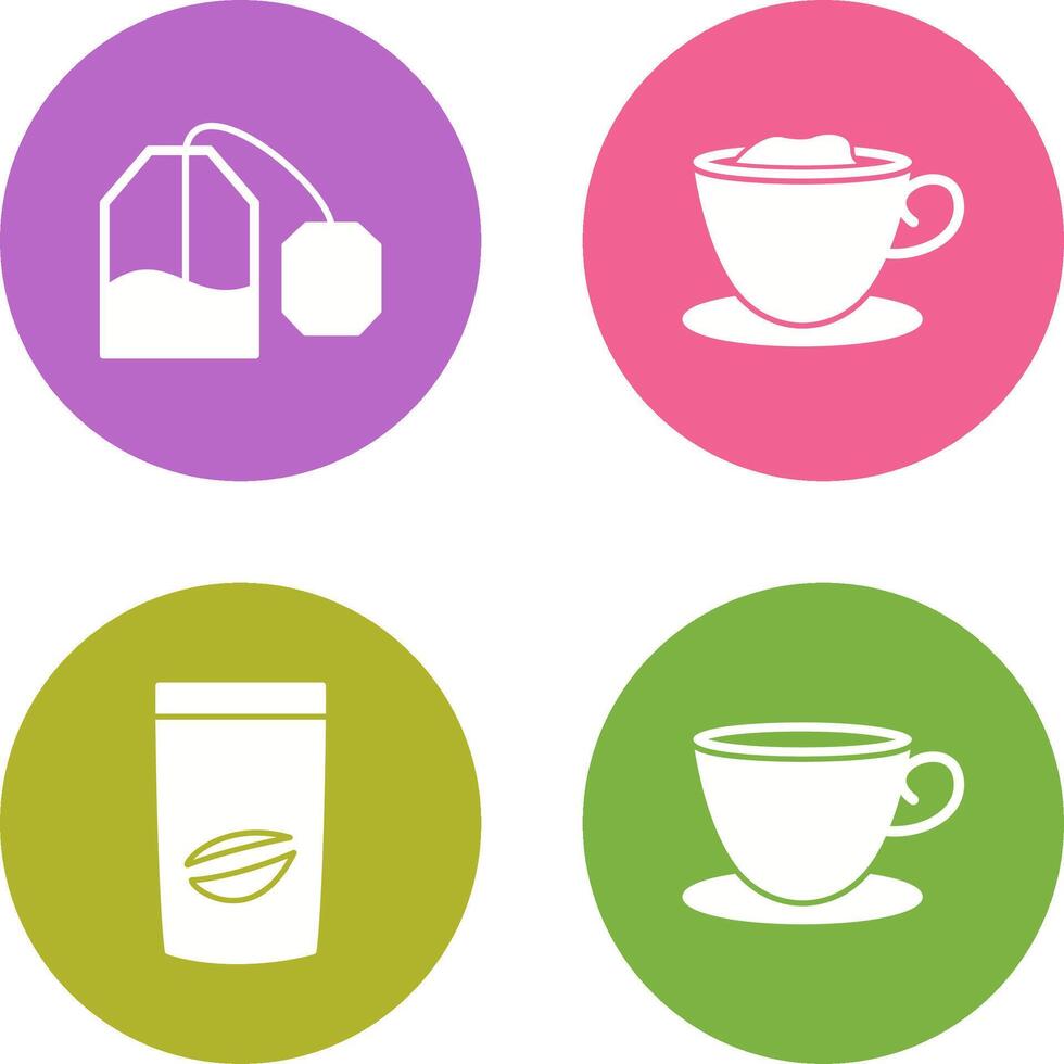 tea bag and creamy coffee Icon vector
