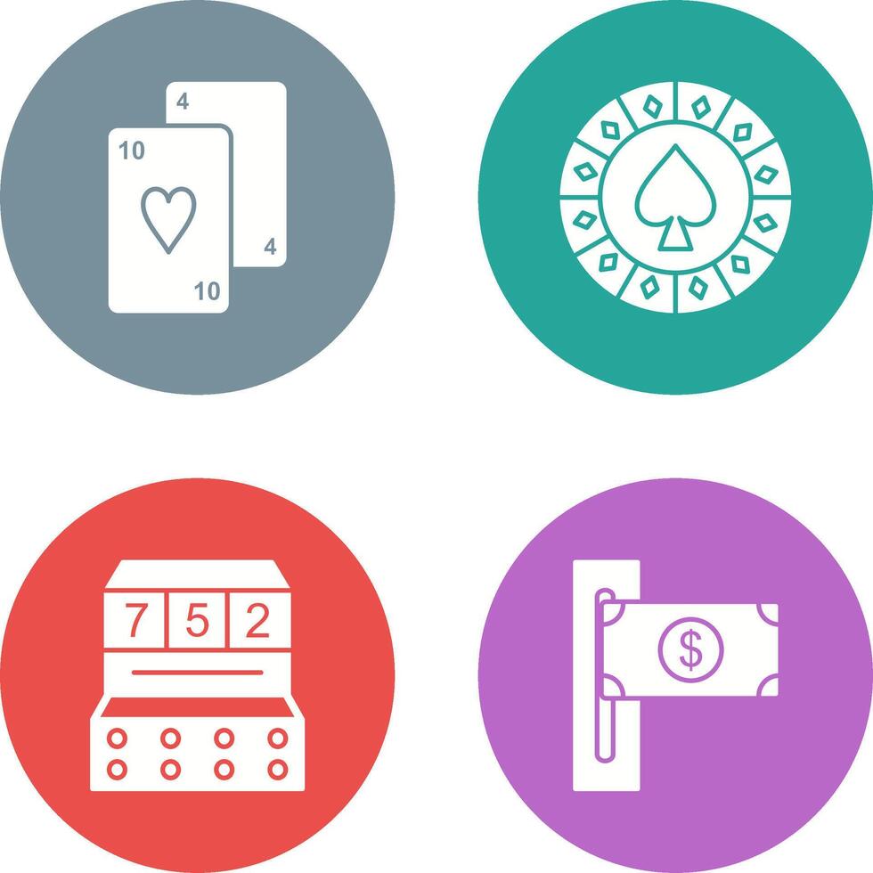 playing cards and spade chips Icon vector