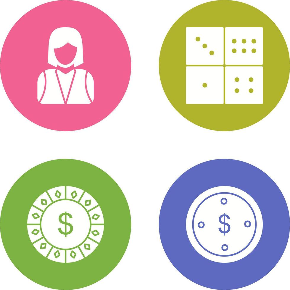 elegant lady and domino game Icon vector