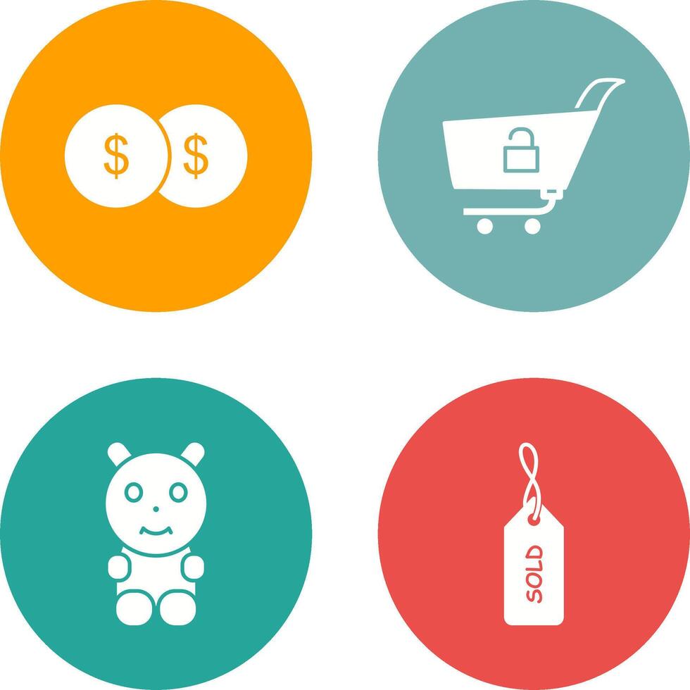 coins and unlock cart Icon vector