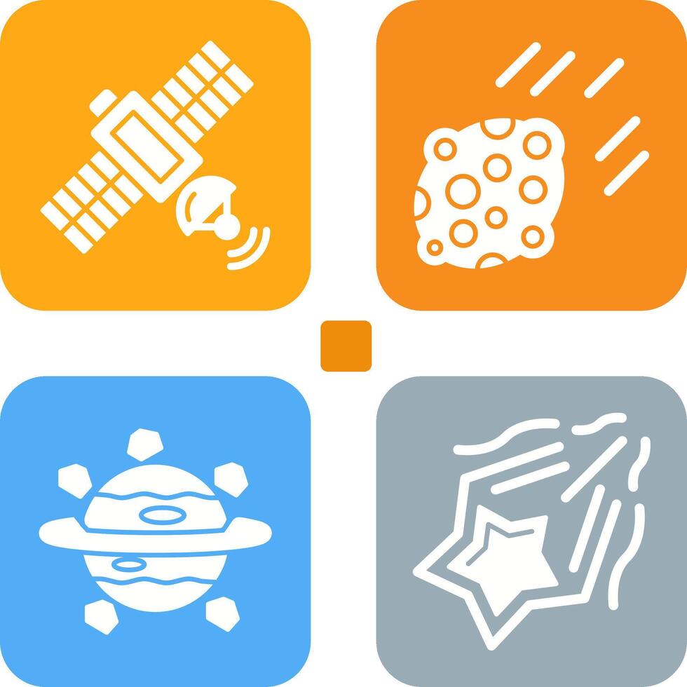 satelite and asteroid Icon vector