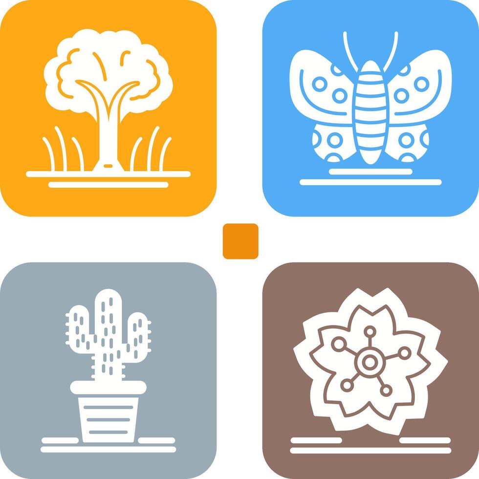 árbol y mariposa icono vector