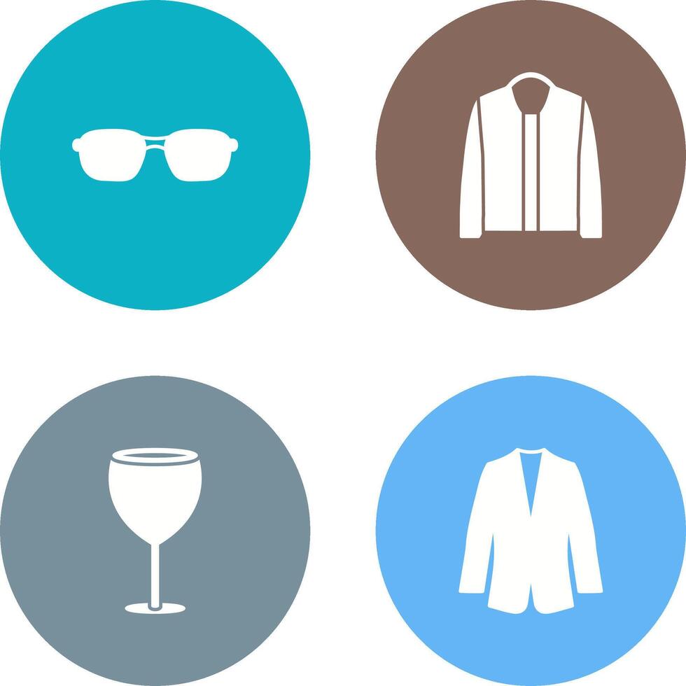 lentes y chaqueta icono vector