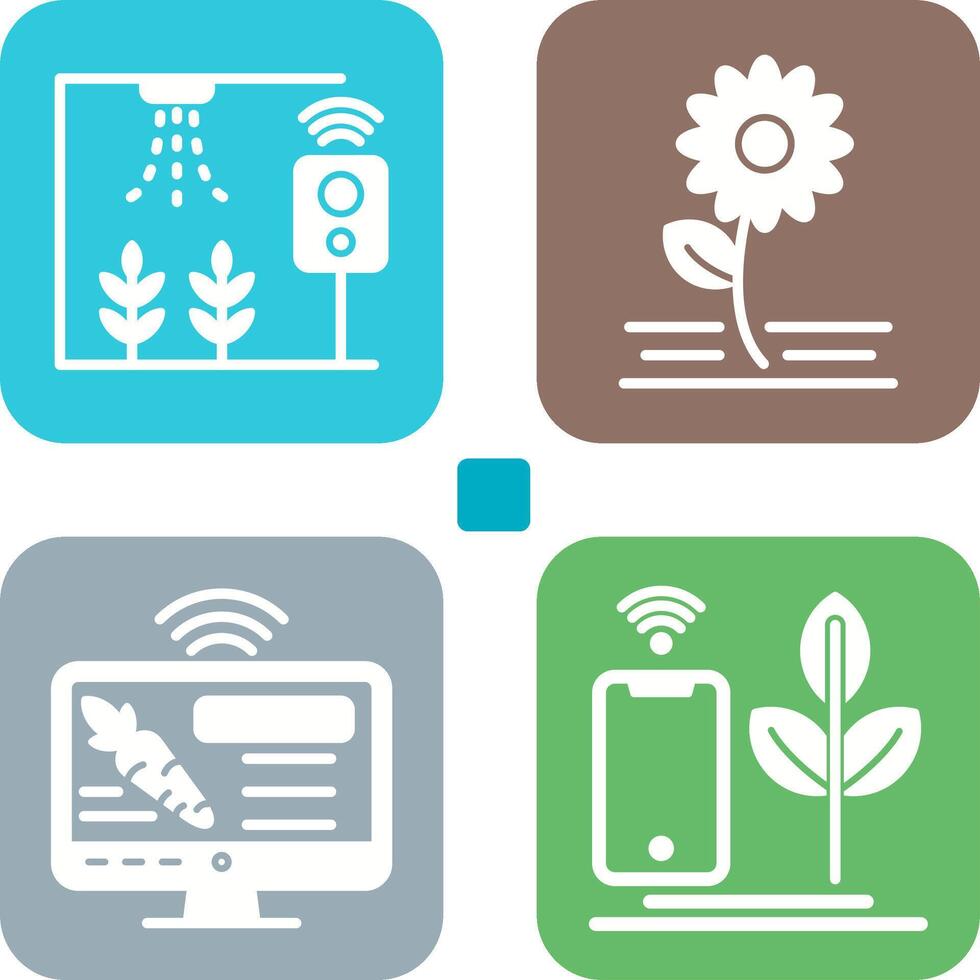 Smart Farm and Flowers Icon vector