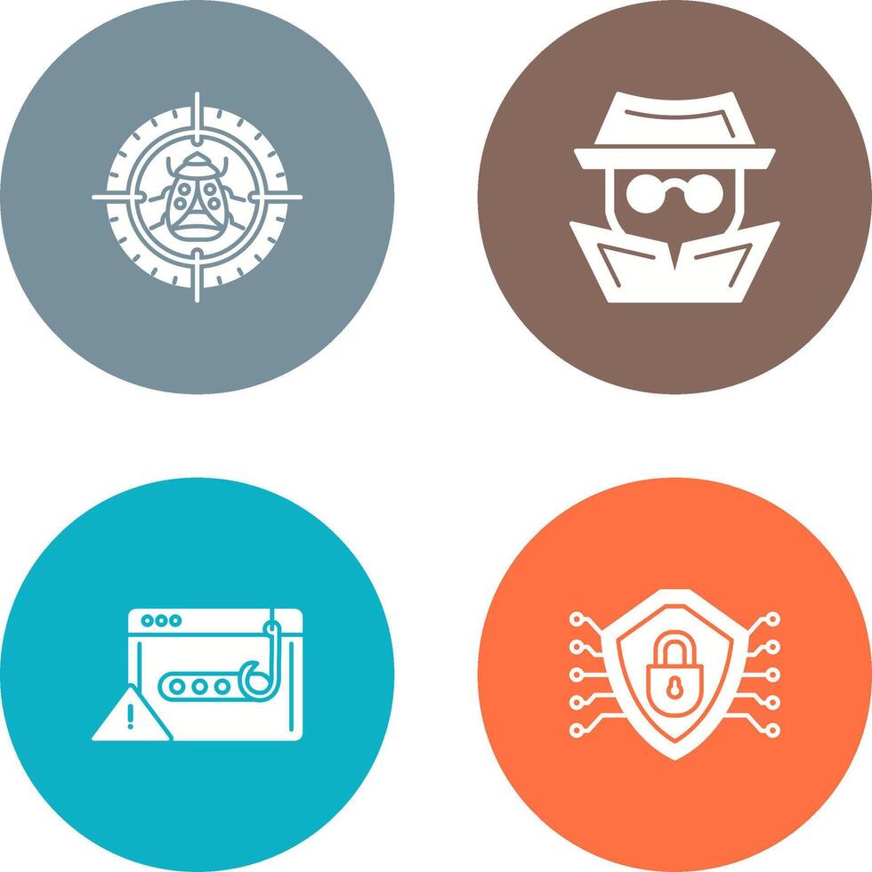 Bug Target and Hacker Icon vector