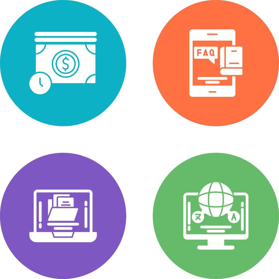 Time is Mony and Faq Icon vector
